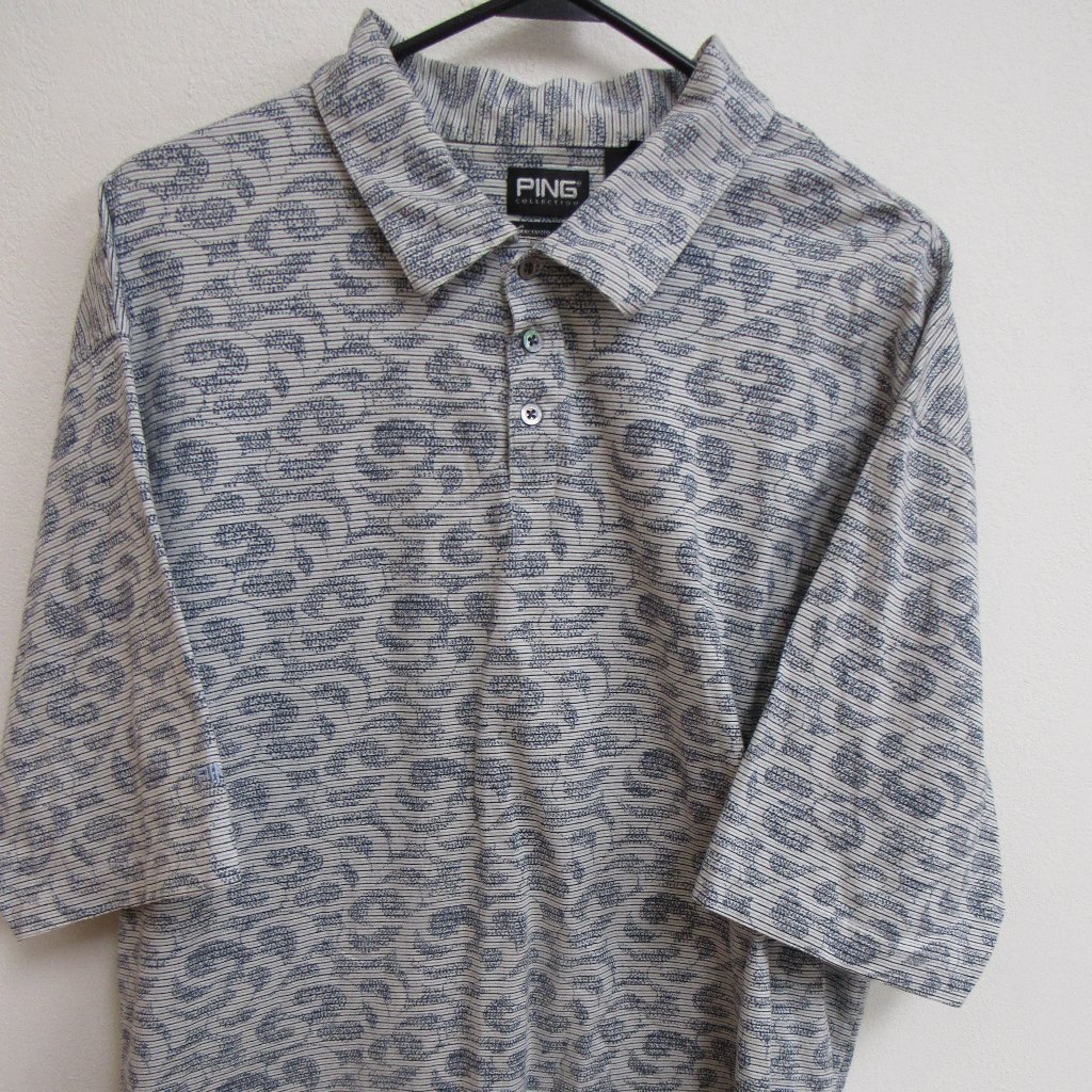 Ping Collection Mercerized Cotton Paisley ShortSleeve Golf Polo Shirt Xl